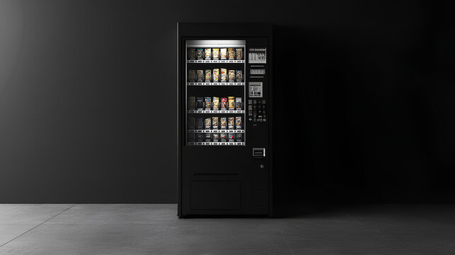Blank black and white vending machine snacks and drinks mockup 