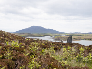 Círculo de piedras de Pobull Fhinn, North Uist, Islas Hébridas, Escocia, Reino Unido