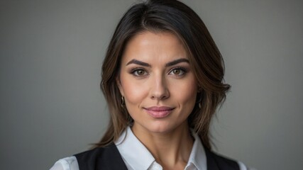 賢さと自信が溢れる女性が見せるプロフェッショナルな魅力を描いた一枚