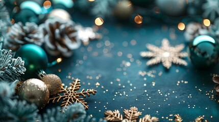 Holiday Season Details with Snowflakes and Baubles
