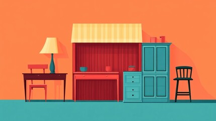 Colorful Room Interior.