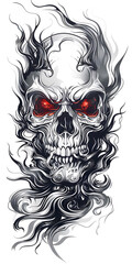 Tribal Skull tattoo design with smoke illustration