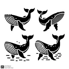 whale graphic design black and white vector clip art silhouette