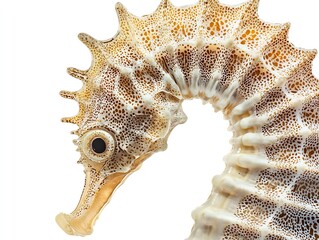 Obraz premium Close-up portrait of a seahorse with a white background.