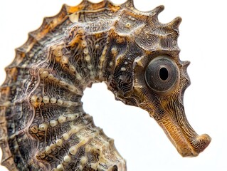Obraz premium Close-up portrait of a seahorse with a white background