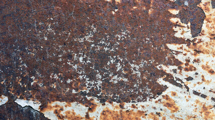 old iron sheet. Old cracked paint. Rusty metal surface. Rusty steel. vintage style. rusty iron. for background and text. close-up. oxidation, destruction.