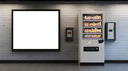 Blank white vending machine with snacks and drinks mockup, isolated 
