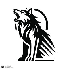 set of wolf graphic design black and white vector clip art silhouette