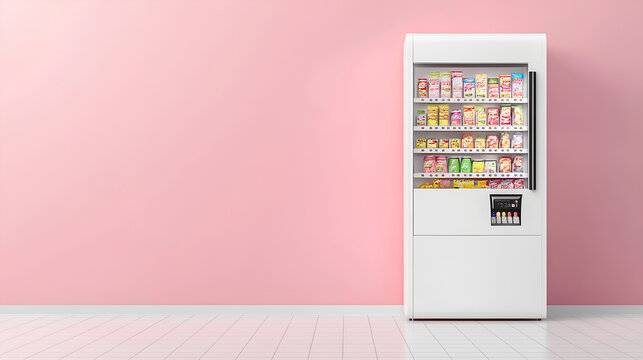 Blank white vending machine with snacks and drinks mockup, isolated 