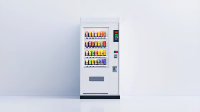Blank white vending machine with snacks and drinks mockup, isolated 