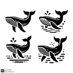 whale graphic design black and white vector clip art silhouette