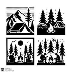 Obraz premium mountain graphic design black and white vector clip art silhouette