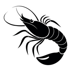 Shrimp fish silhouette vector illustration Black Color Isolated on a white background