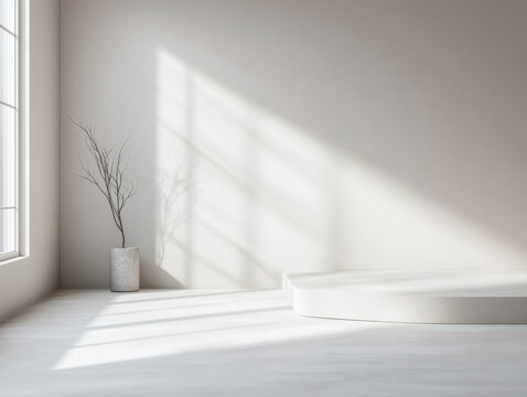 Minimalist room interiors with minimal furniture and decor in neutral colors. Residential interior deign concept image with large copyspace.