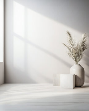 Minimalist room interiors with minimal furniture and decor in neutral colors. Residential interior deign concept image with large copyspace.