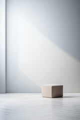 Fototapeta premium Minimalist room interiors with minimal furniture and decor in neutral colors. Residential interior deign concept image with large copyspace.