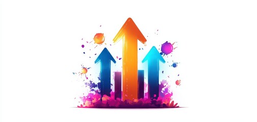 Creativity blooming, upward arrow support, flat design illustration