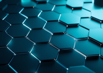 Naklejka premium Abstract blue hexagon pattern background, perfect for technology or futuristic themes.