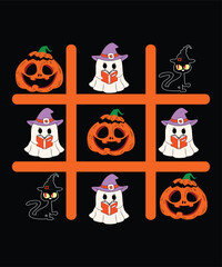 Happy Halloween shirt print template scary themed horror ghost pumpkin witch boo vector