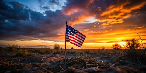 mysterious ominous twilight miniature flag abandoned territory