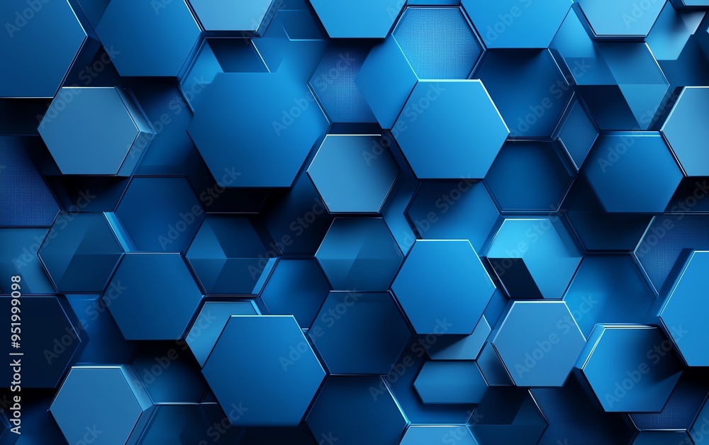 Aufkleber abstract blue hexagonal pattern background.