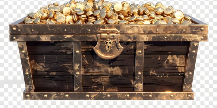 Free vector vector cartoon style icon illustration wooden treasure chest with jewelery jems and gold