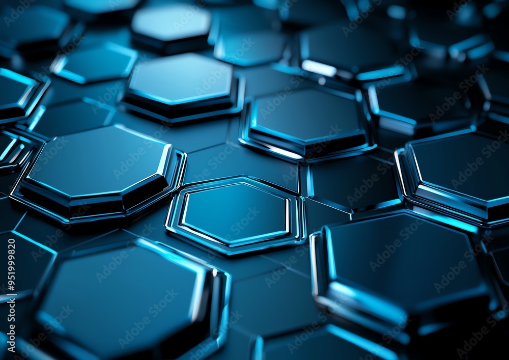 Poster abstract blue hexagonal pattern background.