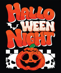 Halloween Night Happy Halloween shirt print template scary themed horror ghost pumpkin witch boo vector