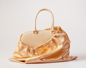 luxury bag in a gold fabric dust bag