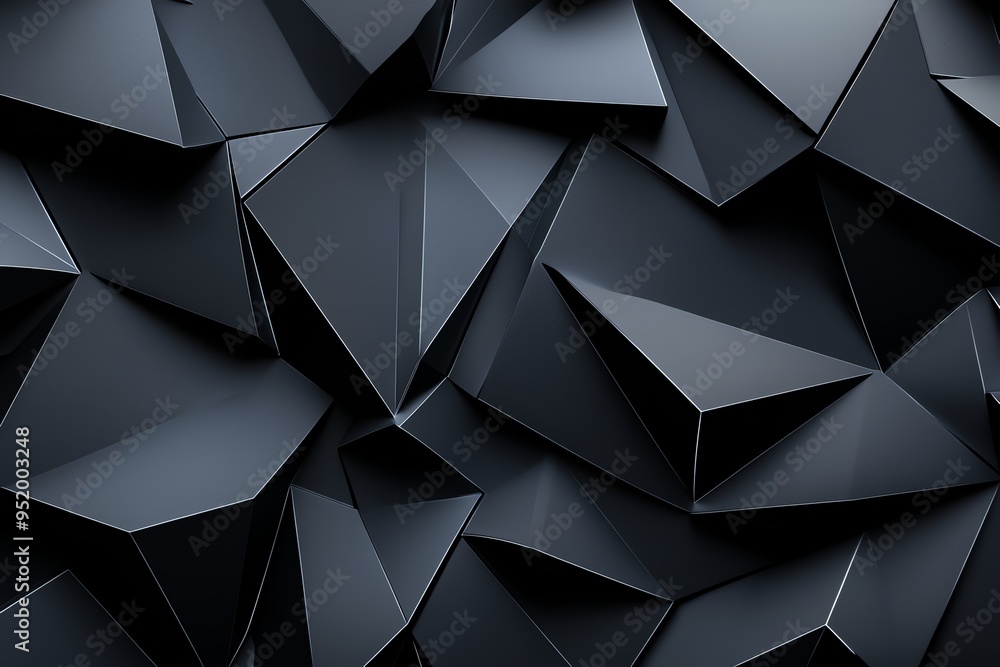 Aufkleber abstract black geometric background with triangular shapes.