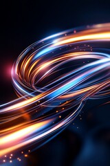 Fototapeta premium Abstract glowing lines swirl and twist in a dark blue background.