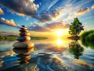 Obraz premium 5. **Secondary Keywords:** Relaxation, Focus, Calmness, Awareness, Reflection