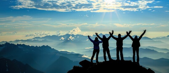 Four Silhouettes Celebrate Mountaintop Triumph