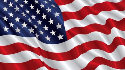 The American flag is waving in the wind