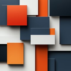 Obraz premium Abstract geometric pattern with orange, white, and blue squares.