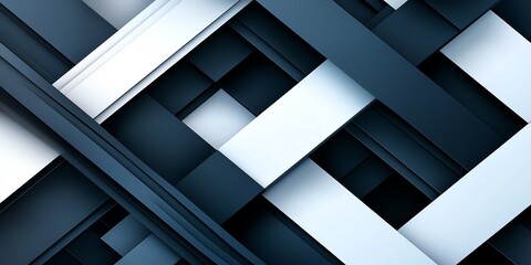 Fototapeta premium Abstract geometric background with orange, blue, white and black shapes.