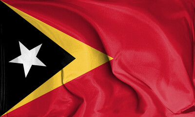 An up close view of East Timor flag flying textures