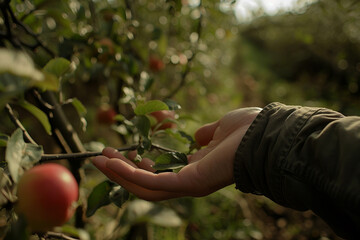 Harvest time season people gathering grain fruit vegetables farm plants field, Generative AI