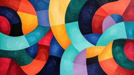 Fototapeta premium Abstract Geometric Art: Vibrant Intertwined Circles in a Bold Palette 