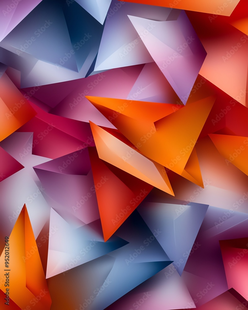 Poster abstract geometric background with overlapping triangles in vibrant colors.