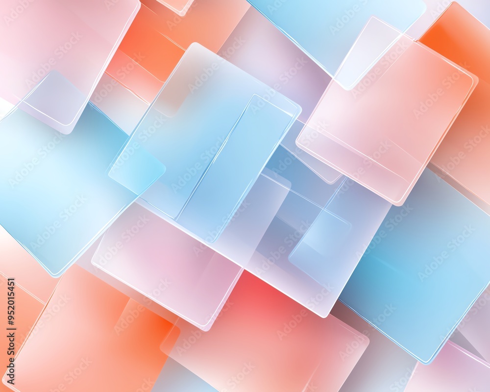 Poster abstract geometric background with overlapping squares in pastel colors.