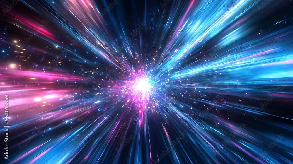 Poster dynamic light trails creating a stunning visual experience in space