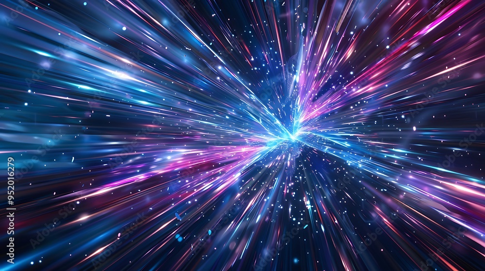 Poster dynamic light trails creating a stunning visual experience in space