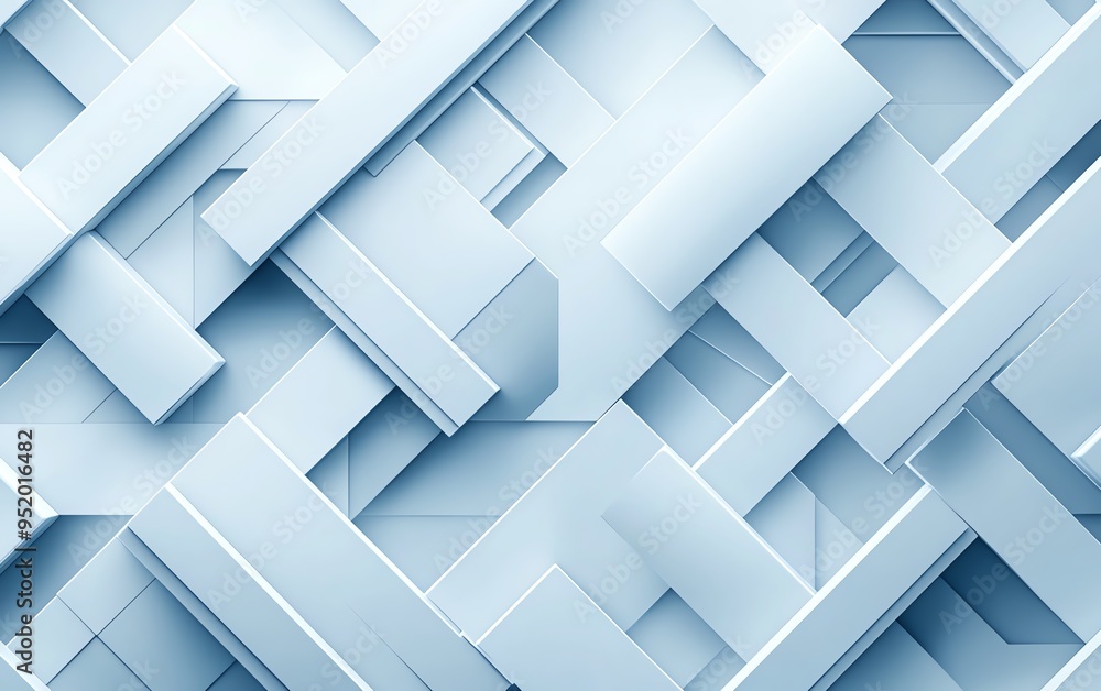 Poster abstract geometric pattern with light blue rectangular shapes