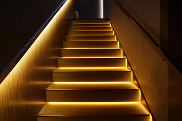 Elegant Hotel Stairway Enhanced with Guiding Path Lights for Safety