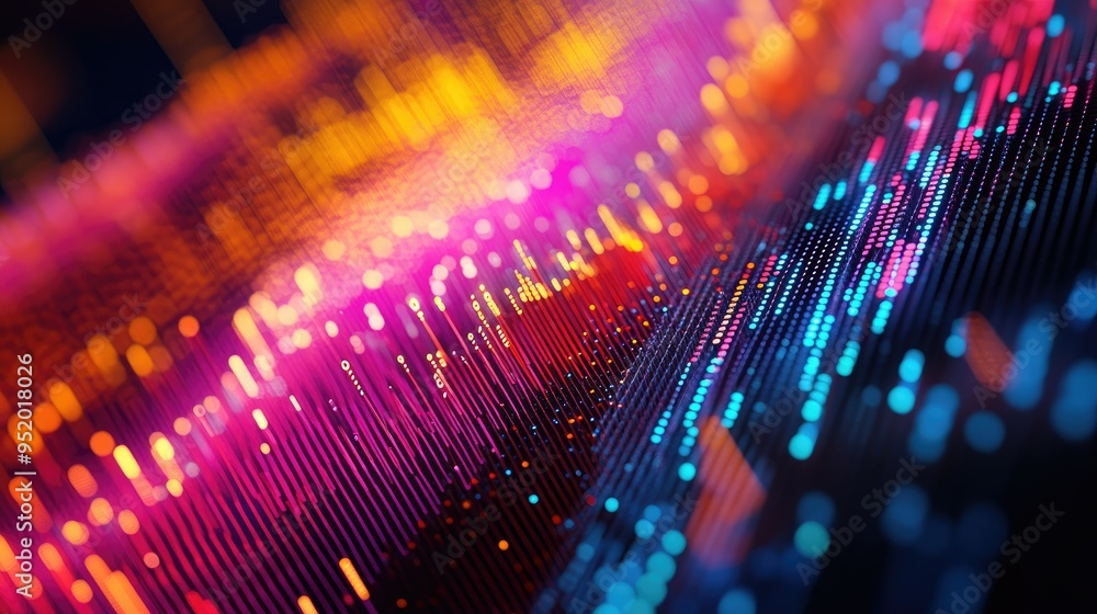 Poster a close-up of a 3d financial heatmap with color-coded data points and intensity gradients, represent