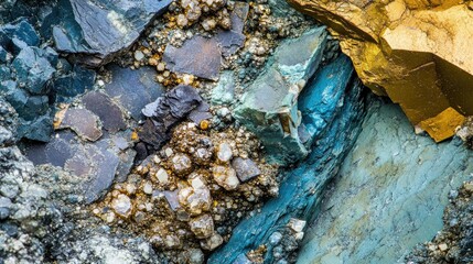 A close-up of a geological core sample showing various rock types and mineral content, highlighting the details of the Earth's crust in a laboratory setting.