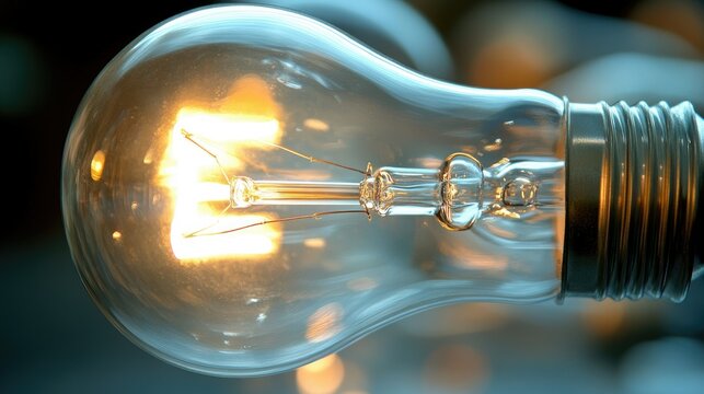 A close-up of a halogen light bulb with a clear glass casing, showing the intense brightness and the compact design of the bulb in a professional setting.