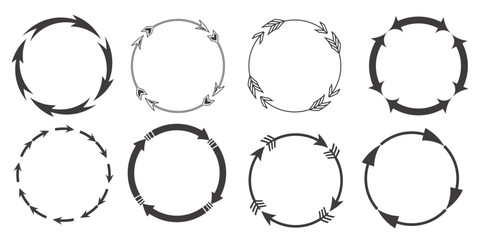 Sets of black circle arrows. Vector Icons. Graphic for website.