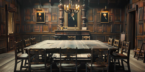 Inside an old farmhouse with wooden furniture